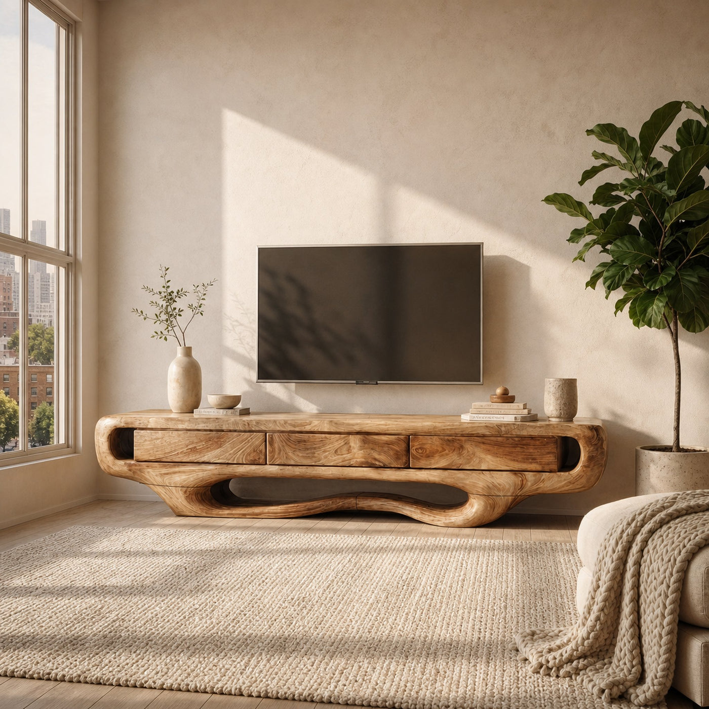 Rustic TV Cabinet For Warm Living Room Space