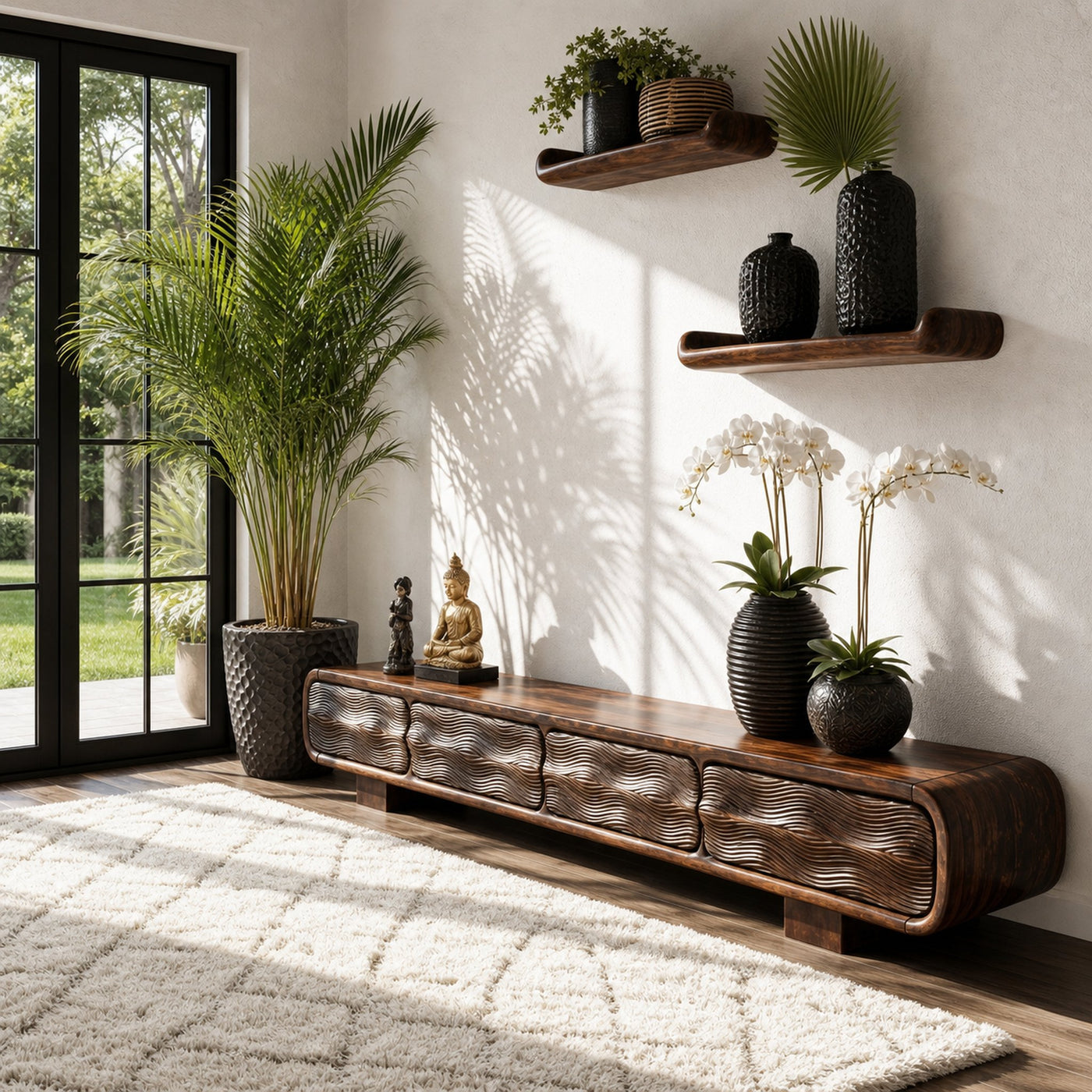 Rustic TV Cabinet Handcrafted Wood Storage Design For Living Room Entertainment Space - product view 7