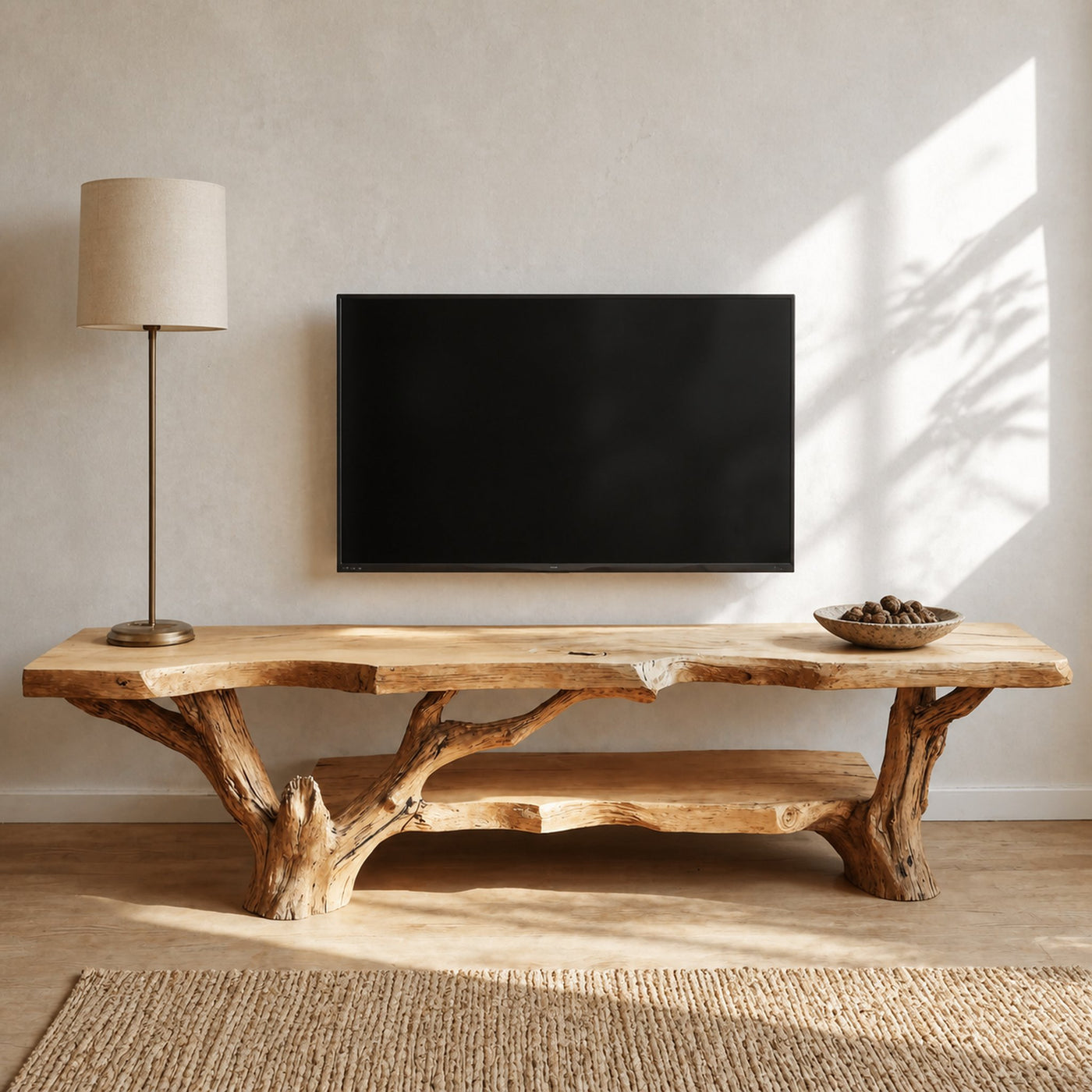Rustic TV Cabinet Stand For Living Room And Entryway