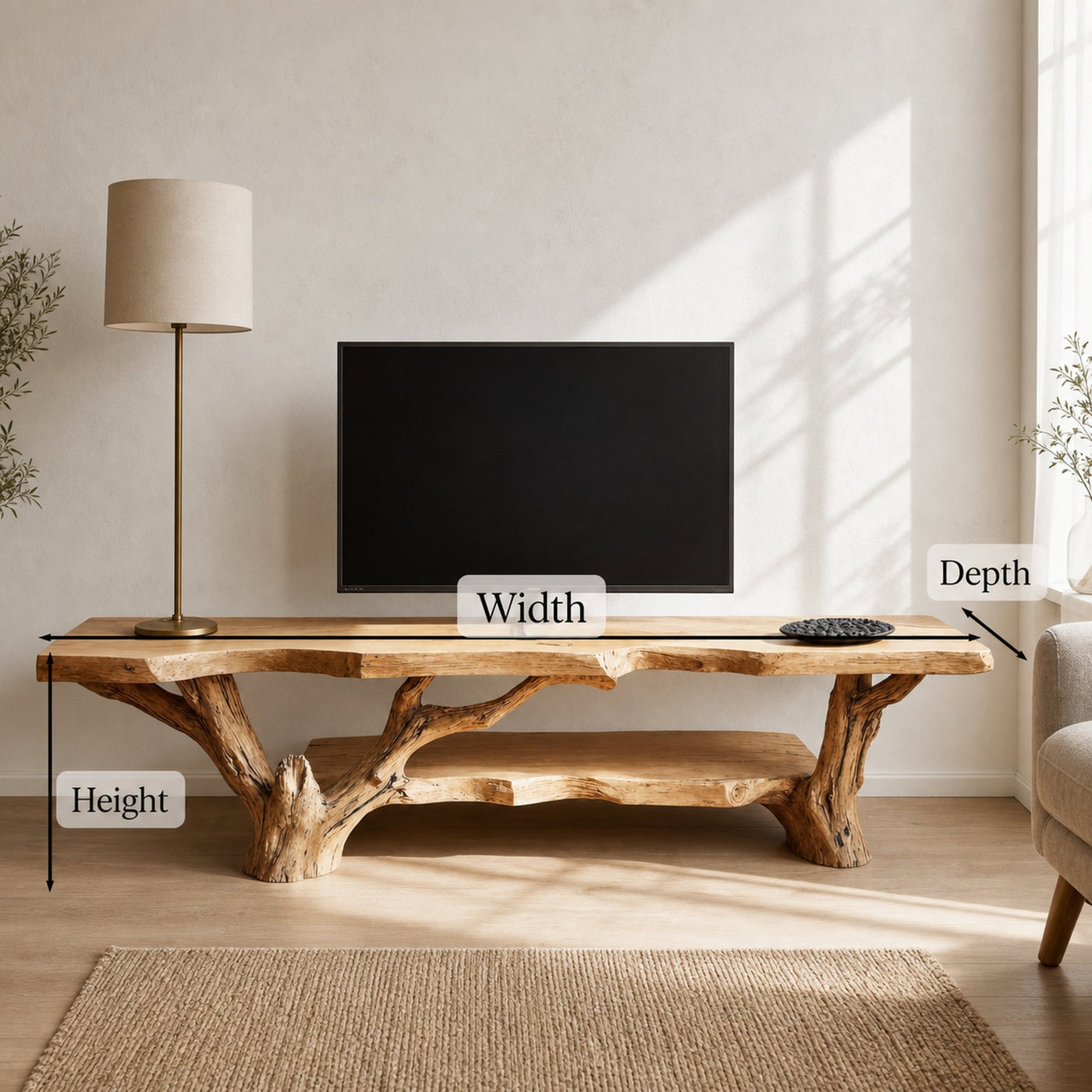 Rustic TV Cabinet Stand For Living Room And Entryway - product view 6