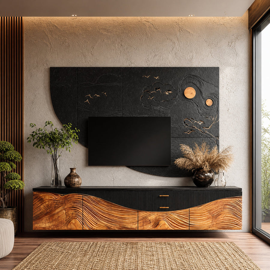 Rustic TV Console For Entryway Design Ideas