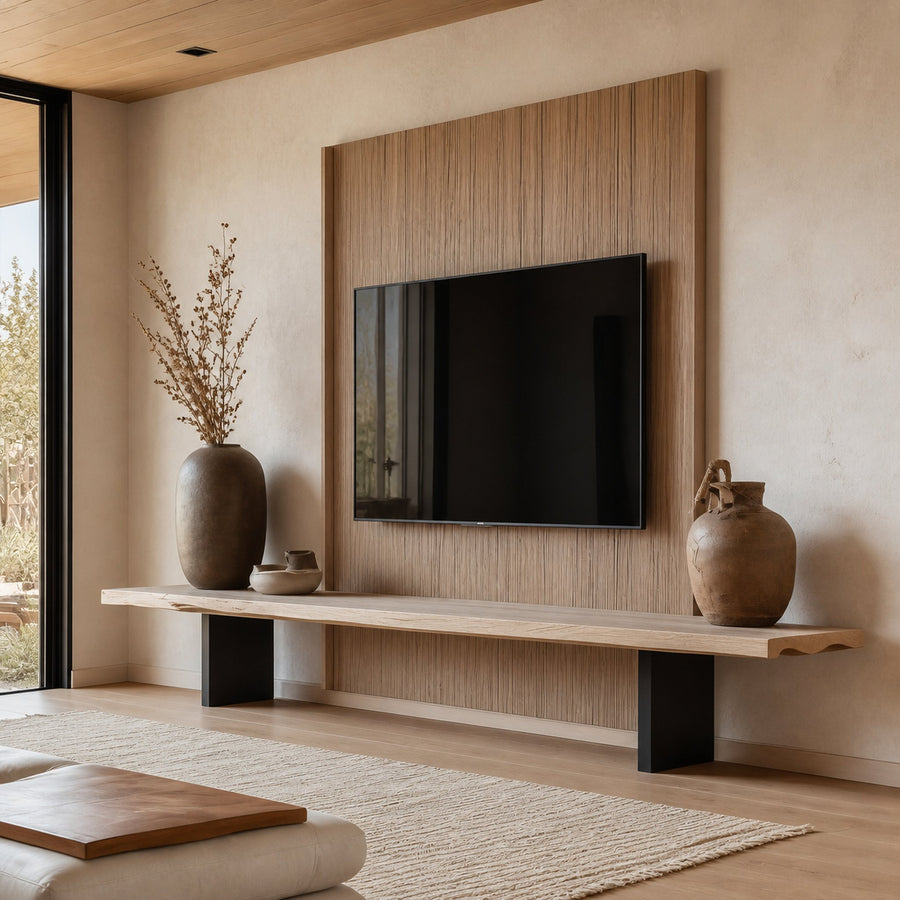 Rustic TV Console Live Edge Living Room