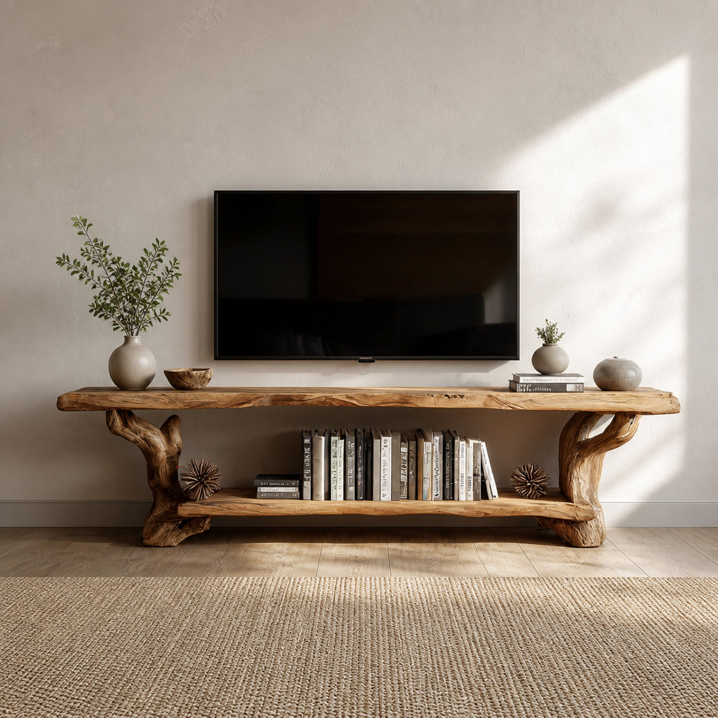 Rustic TV Console Storage Cabinet Living Room