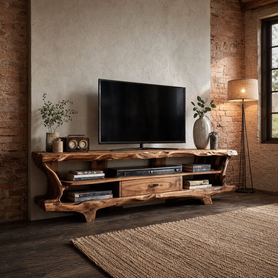 Rustic TV Stand Cabinet Living Room Furniture