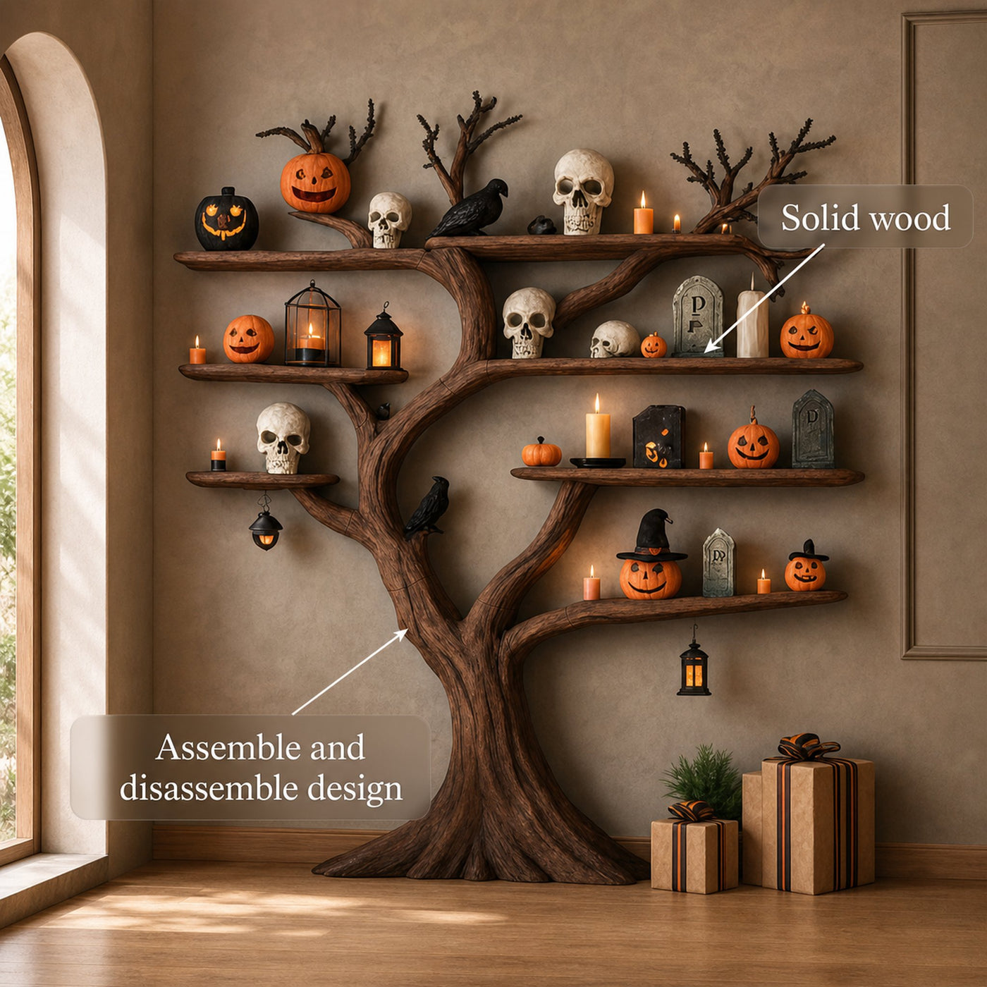 Rustic Tree Bookcase Entryway Halloween - product view 6