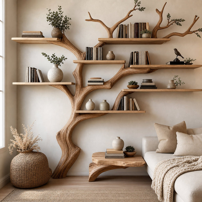 Wildgrove Cape Live Edge Tree Bookshelf with Branch Shelves