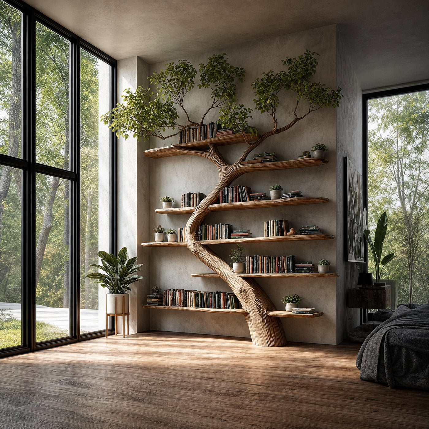 Rustic Tree Bookcase Living Room - product view 2