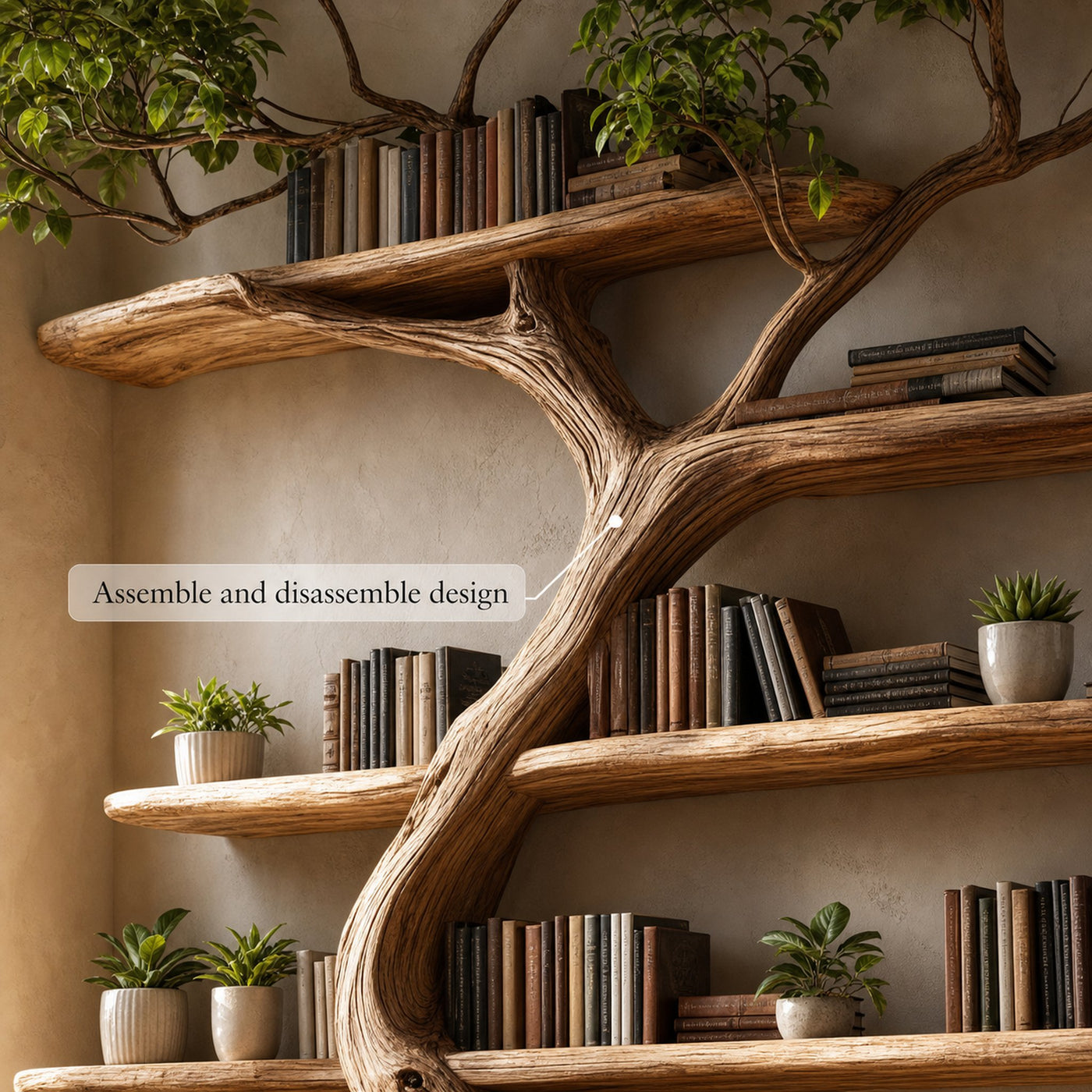 Rustic Tree Bookcase Living Room - product view 4