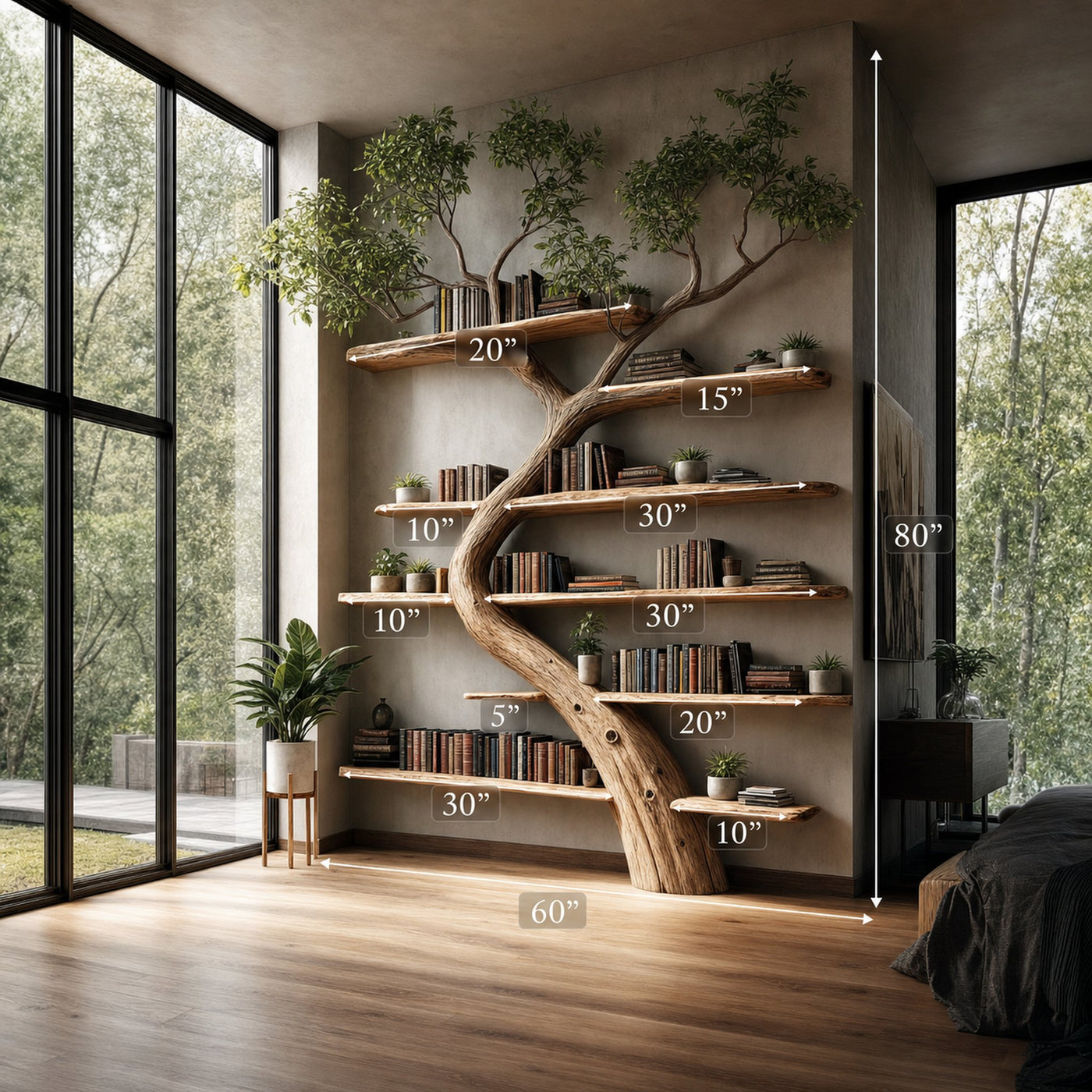Rustic Tree Bookcase Living Room - product view 5