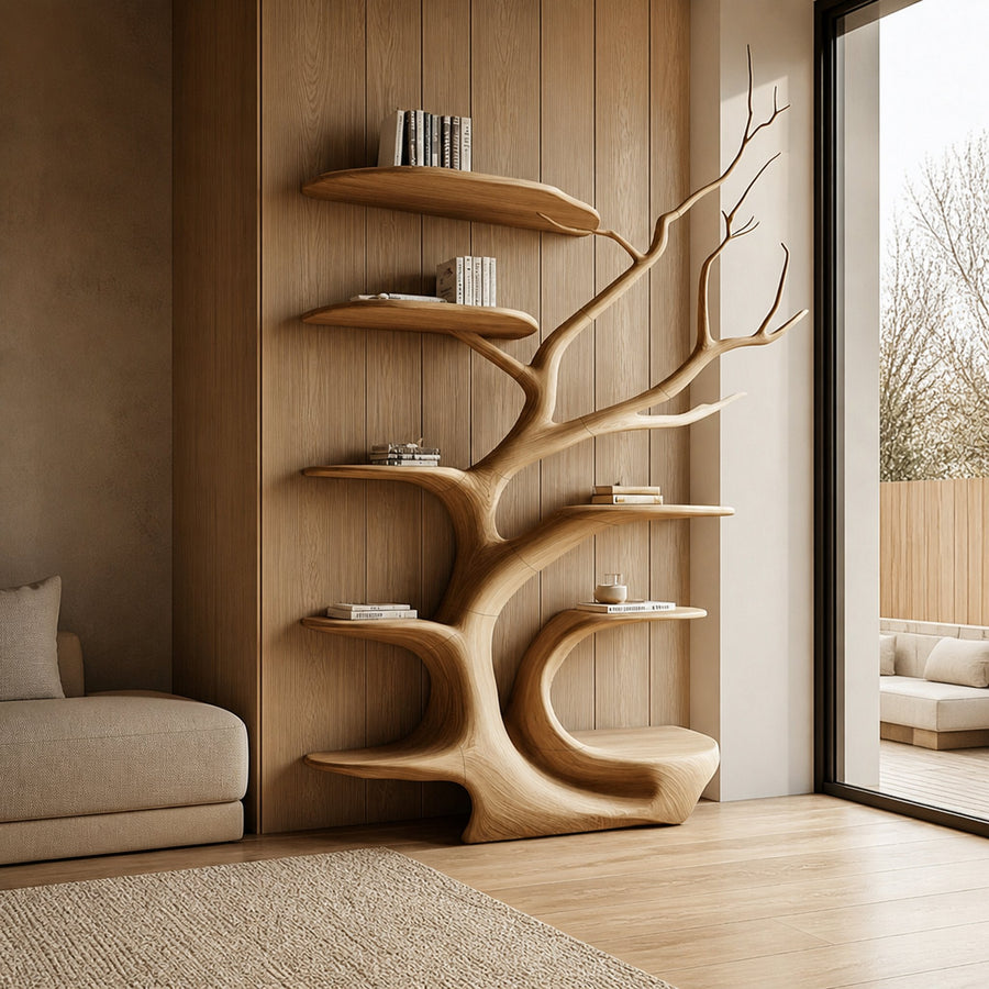 Rustic Tree Bookshelf Bedroom Cozy Artistic Corner