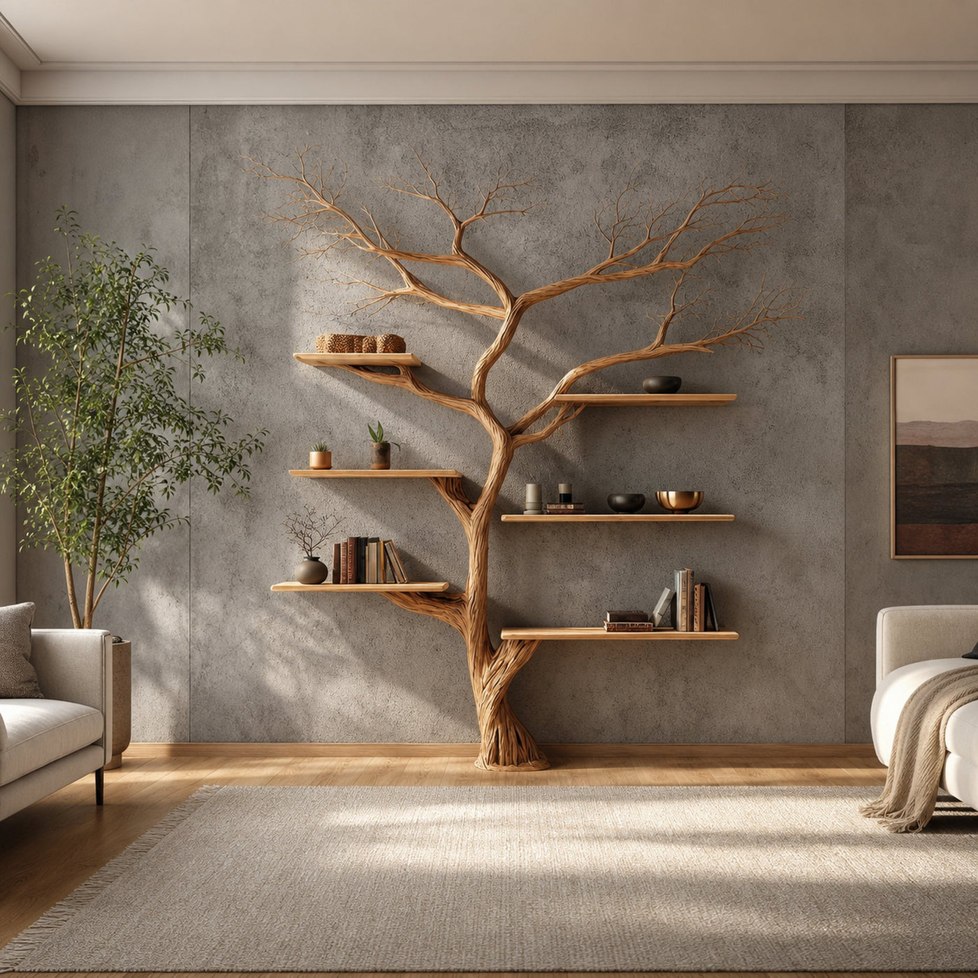 Rustic Tree Bookshelf Bedroom Study - product view 2