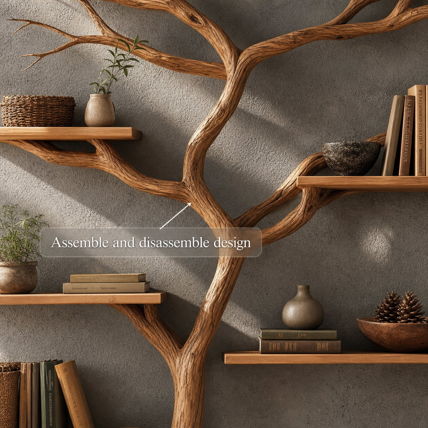 Rustic Tree Bookshelf Bedroom Study - product view 3
