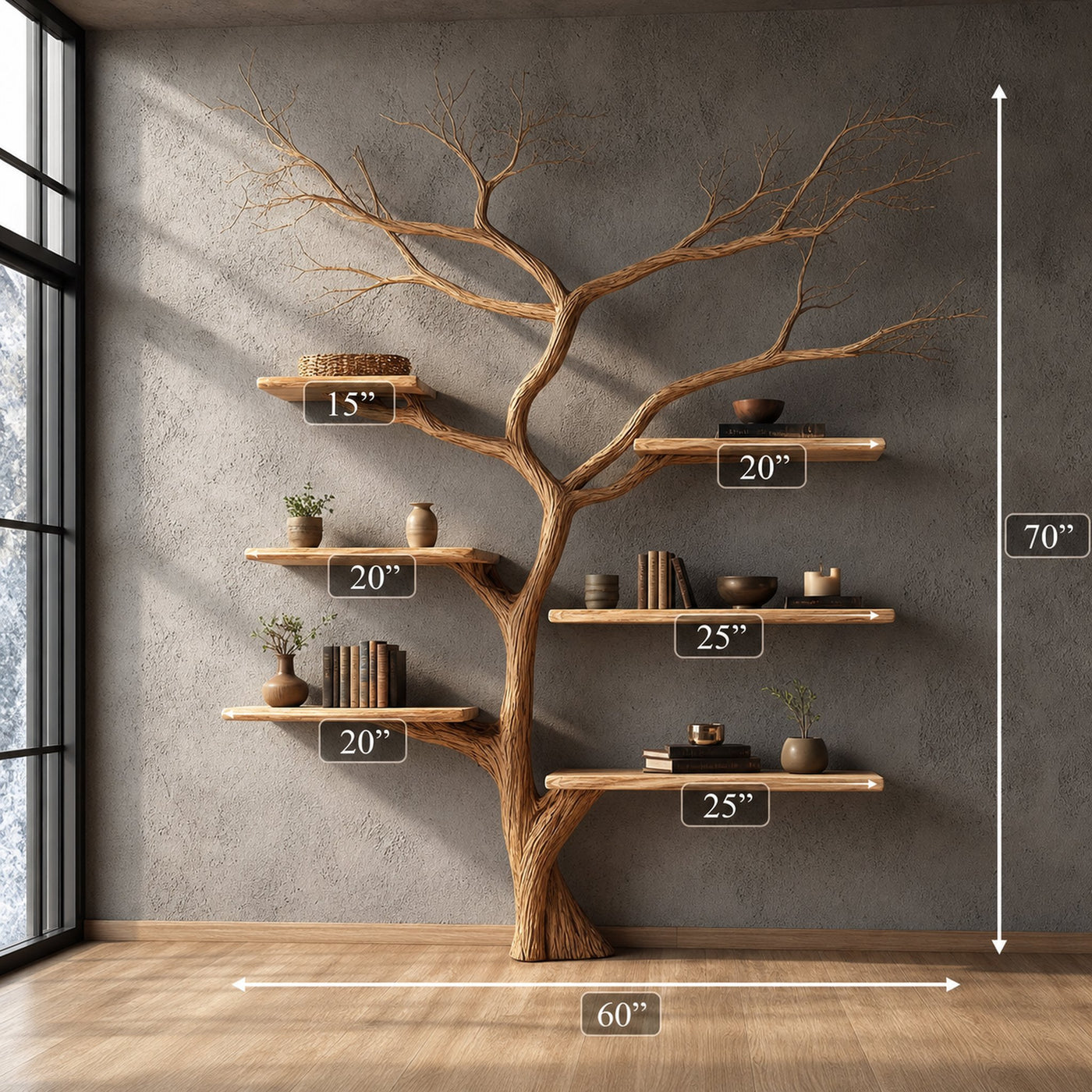 Rustic Tree Bookshelf Bedroom Study - product view 5