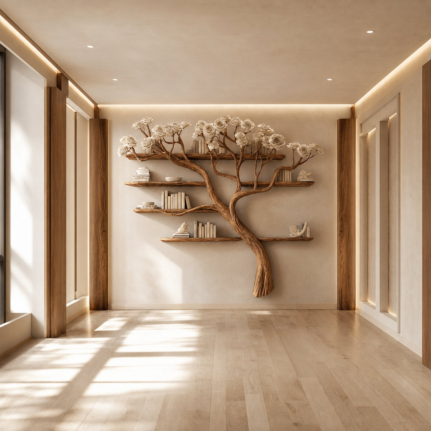 Rustic Tree Bookshelf Hallway Living Decor