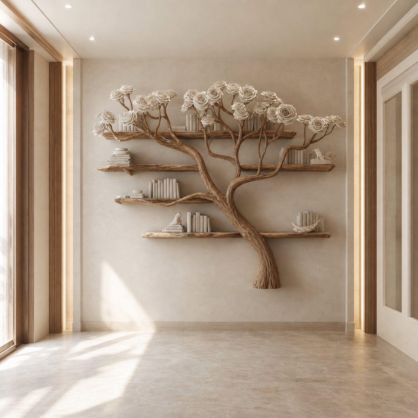 Rustic Tree Bookshelf Hallway Living Decor - product view 2