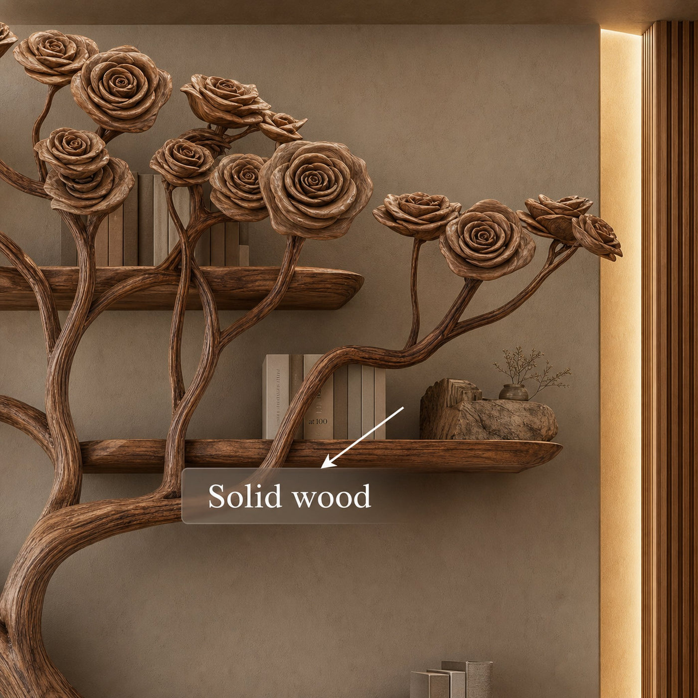 Rustic Tree Bookshelf Hallway Living Decor - product view 3