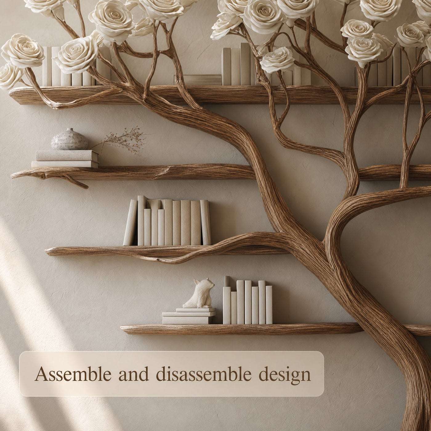 Rustic Tree Bookshelf Hallway Living Decor - product view 4