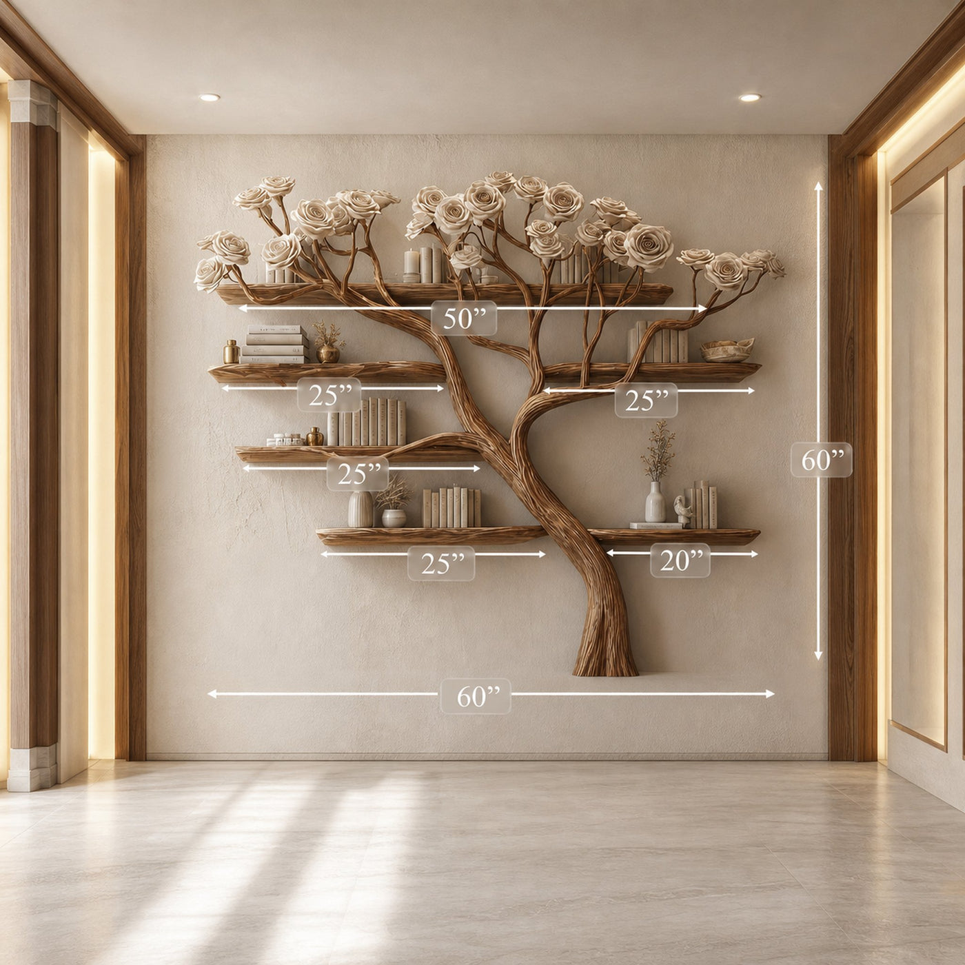 Rustic Tree Bookshelf Hallway Living Decor - product view 5