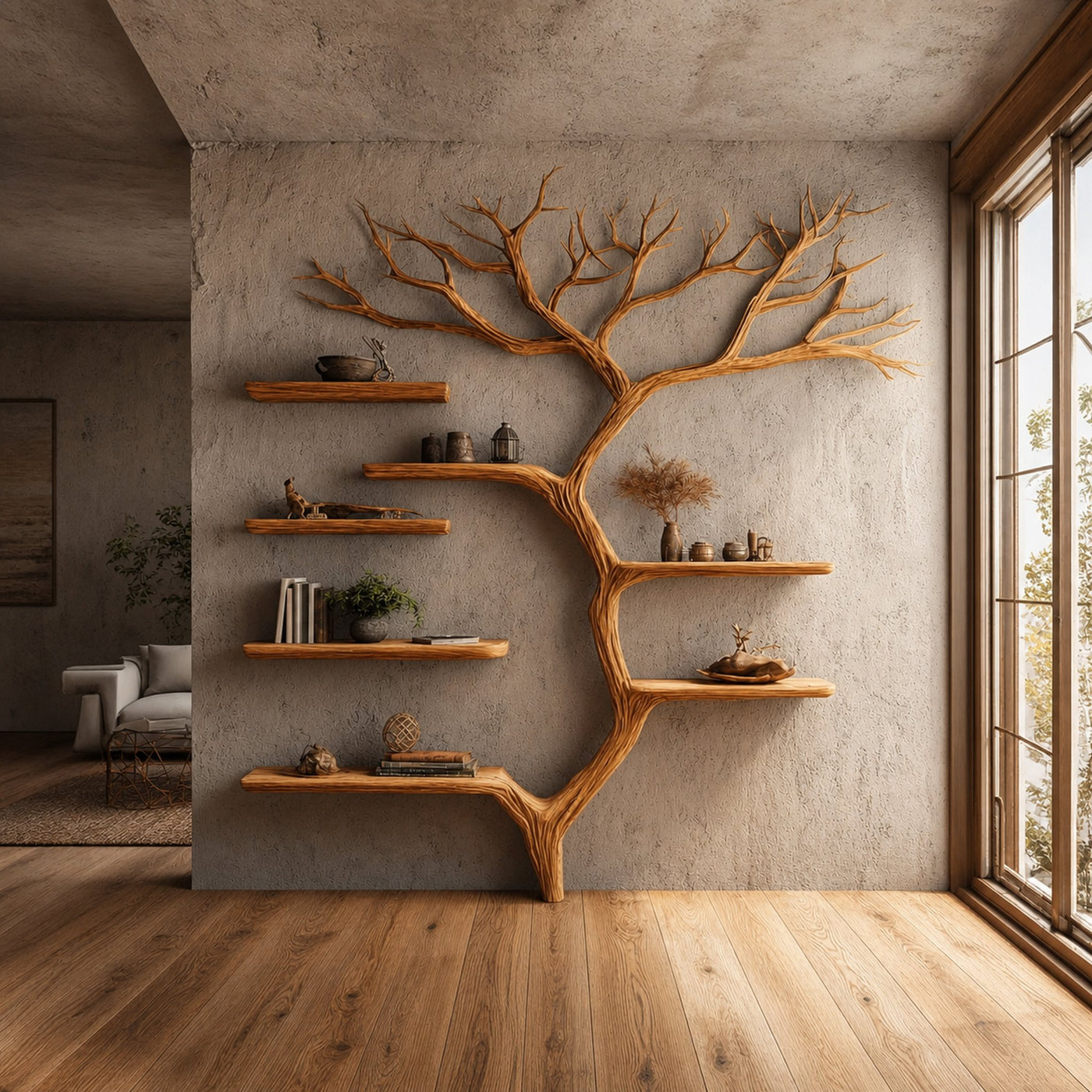 Rustic Tree Bookshelf Home Office