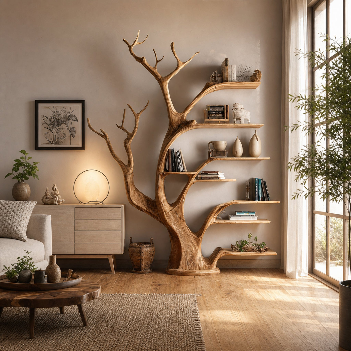 Rustic Tree Bookshelf Living Bedroom - product view 2