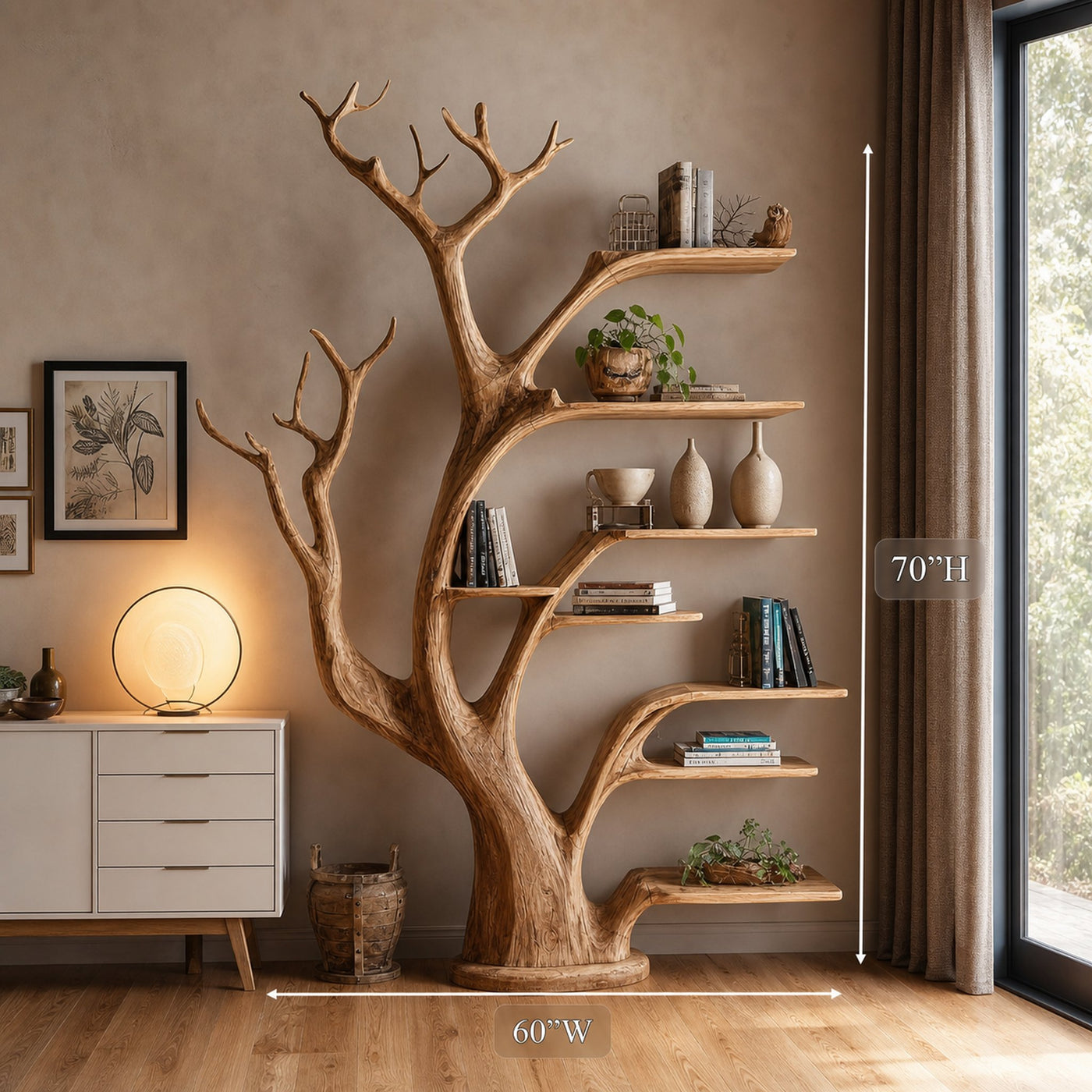 Rustic Tree Bookshelf Living Bedroom - product view 4