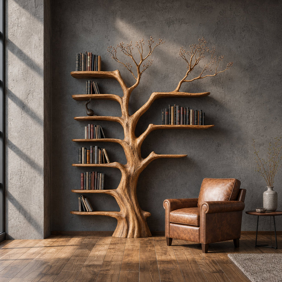 Rustic Tree Bookshelf Living Room Interior Signature Wall Furniture