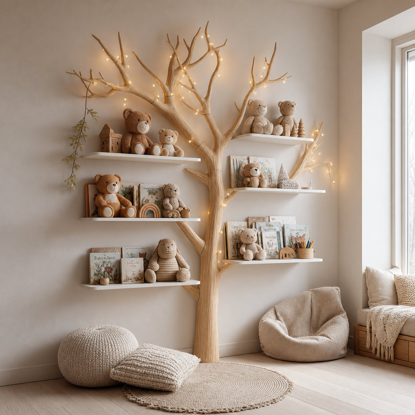 Rustic Tree Bookshelf Nursery Bedroom
