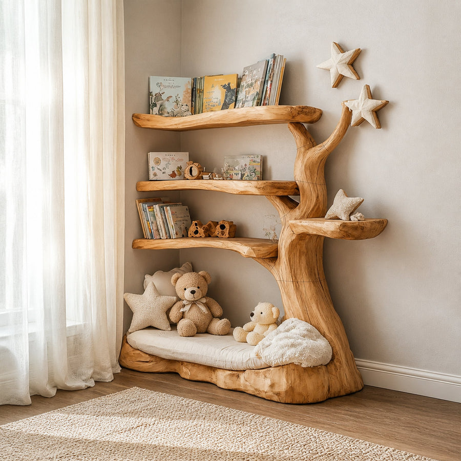Rustic Tree Bookshelf Nursery Cozy Reading Corner