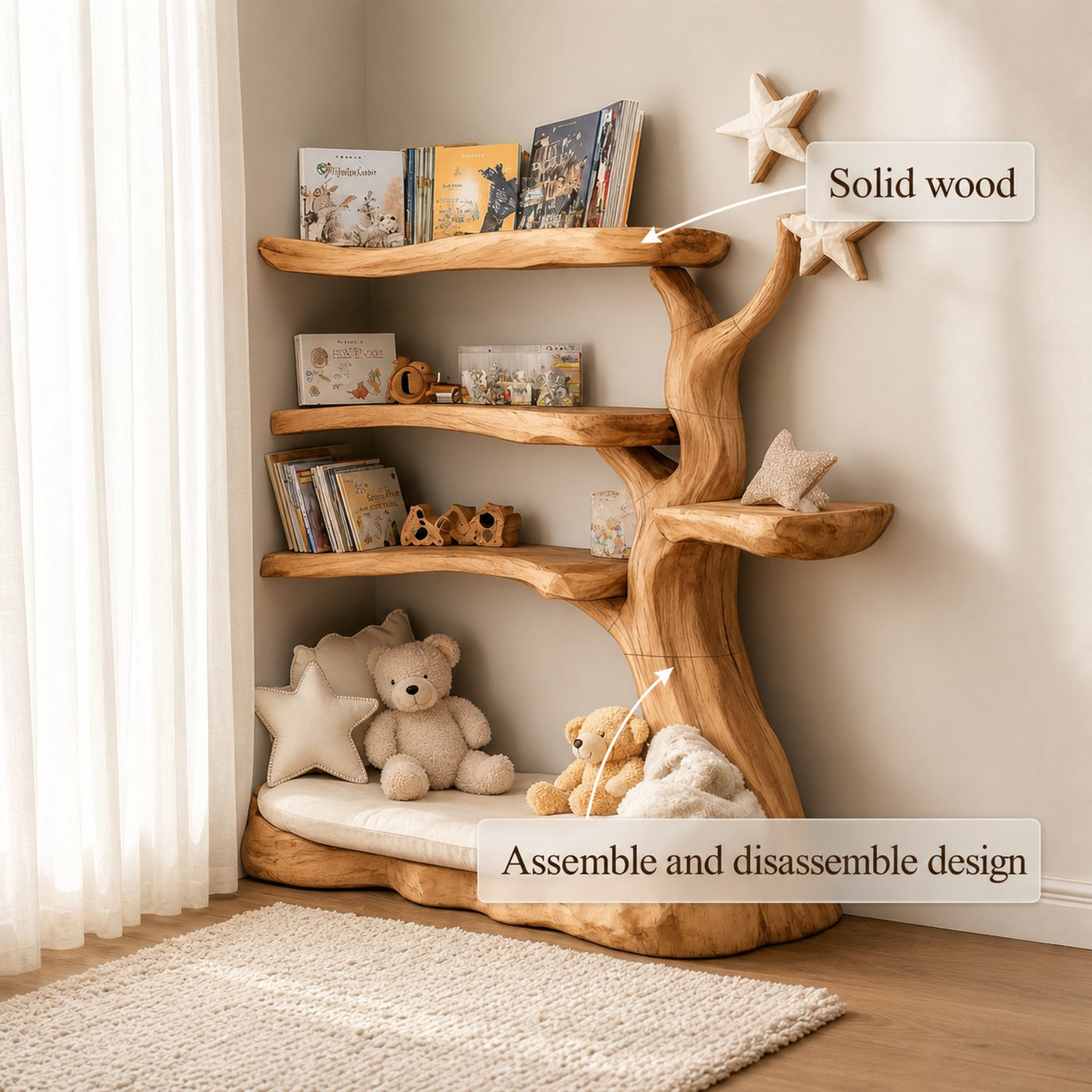 Rustic Tree Bookshelf Nursery Cozy Reading Corner - product view 3