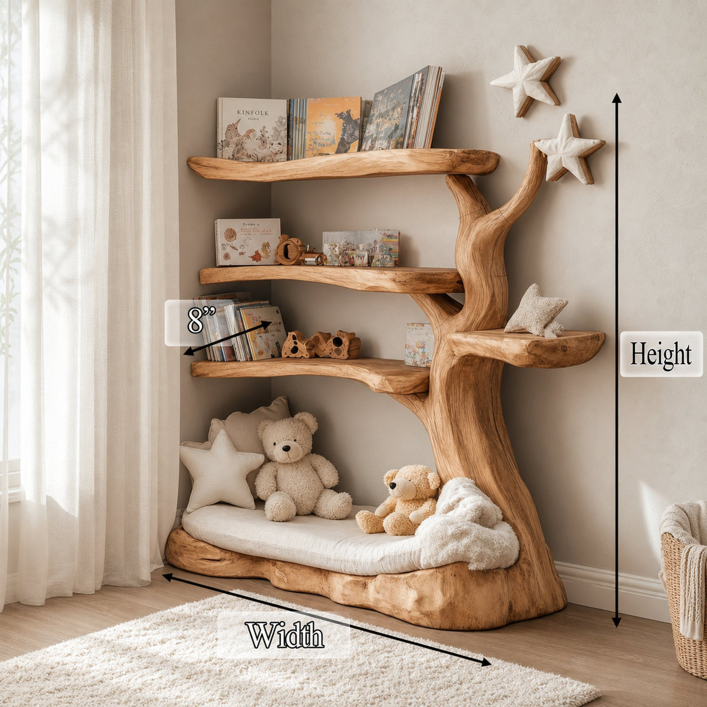 Rustic Tree Bookshelf Nursery Cozy Reading Corner - product view 4