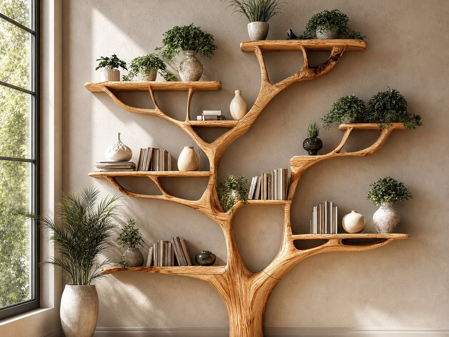 Wildgrove Moose Solid Wood Tree Bookshelf with Branch Shelves