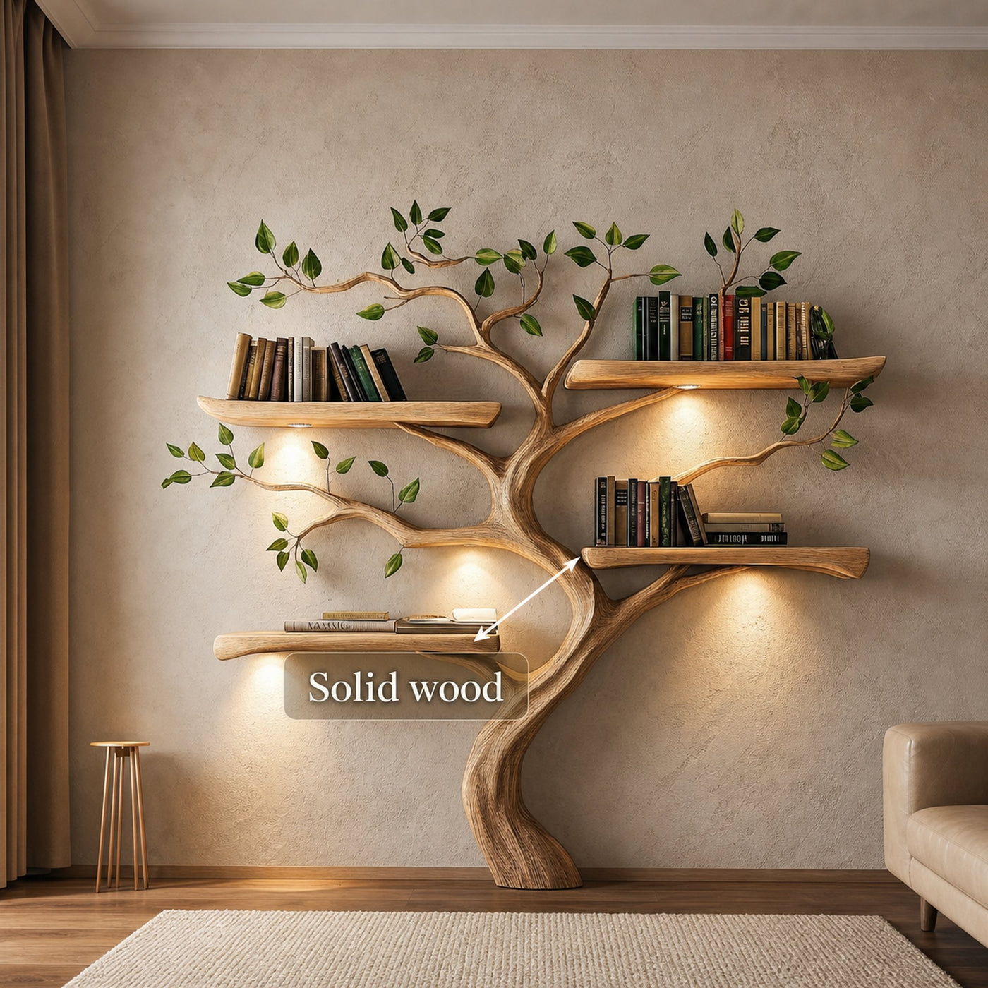 Rustic Tree Bookshelf Solid Wood Branch Design For Living Room - product view 2