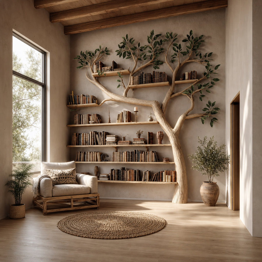 Rustic Tree Bookshelf Study Room Or Living Room Modern Decor
