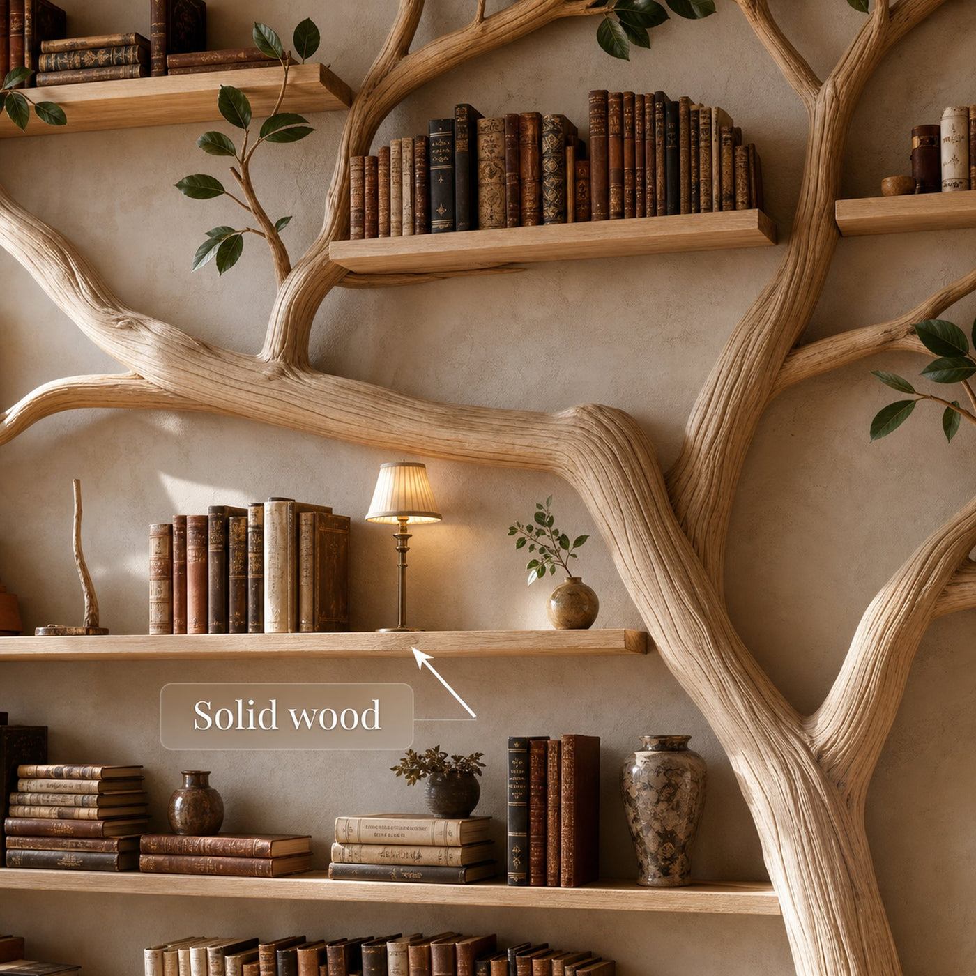 Rustic Tree Bookshelf Study Room Or Living Room Modern Decor - product view 4