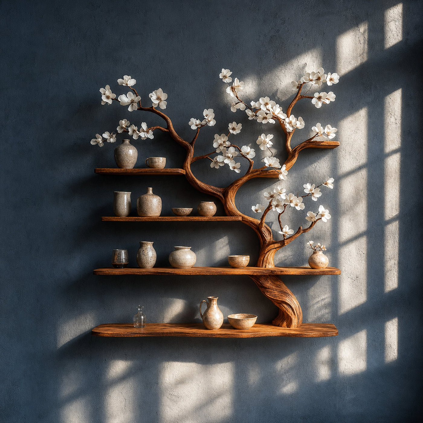 Rustic Tree Branch Bookshelf For Bedroom Decor