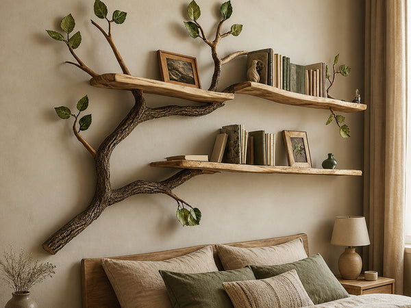 Rustic Tree Branch Bookshelf Natural Living Bedroom