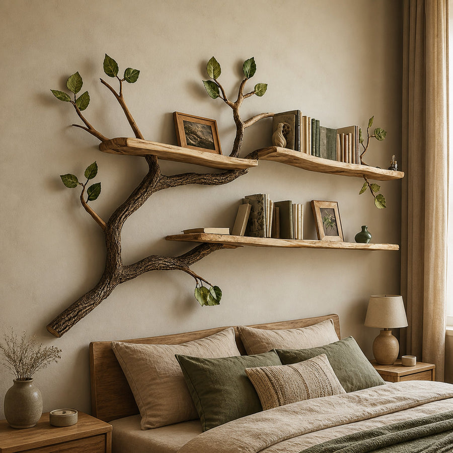 Rustic Tree Branch Bookshelf Natural Living Bedroom