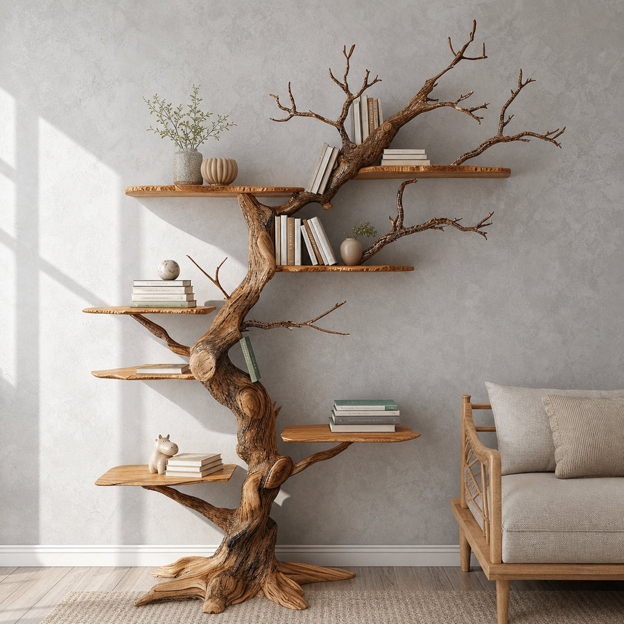 Rustic Tree Branch Floating Shelves Nursery Bookshelf