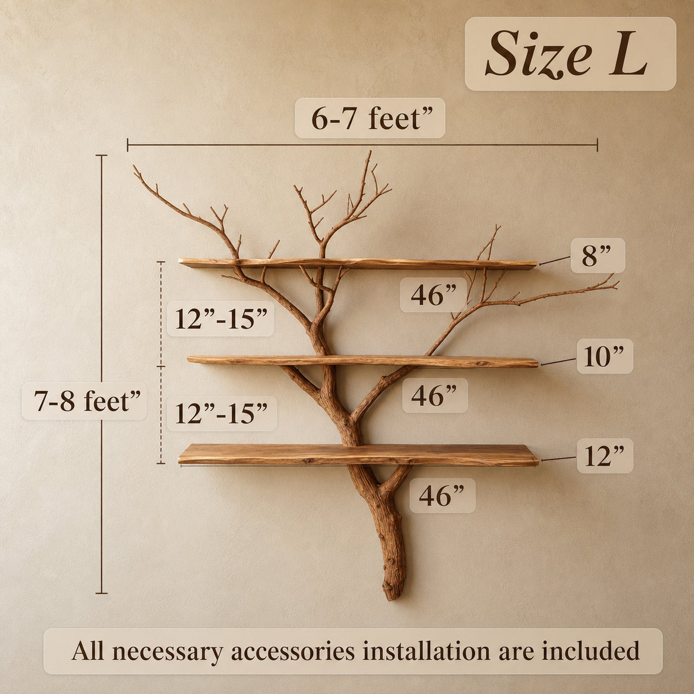 Rustic Tree Branch Shelf Unique Shelves - product view 6