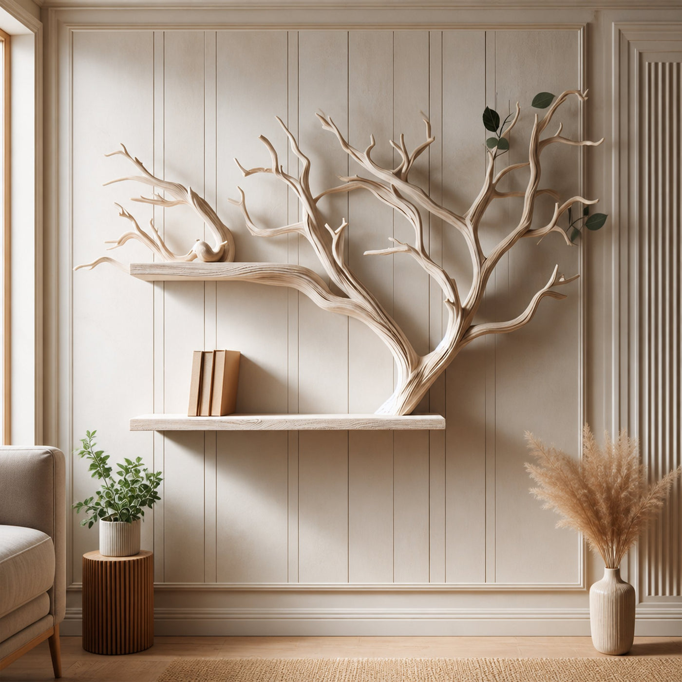 Rustic Tree Branch Wall Mounted Crafted From Wild Mulberry Wood