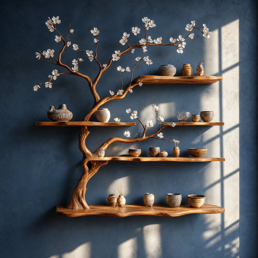 Rustic Tree Branch Wall Shelf Bedroom And Entryway