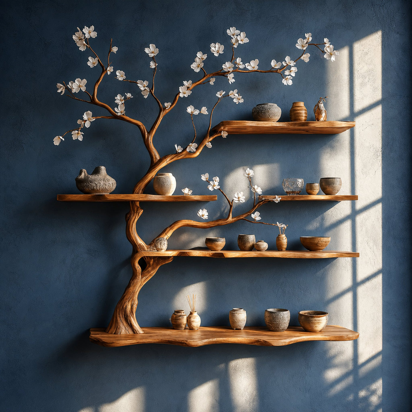 Rustic Tree Branch Wall Shelf Bedroom And Entryway