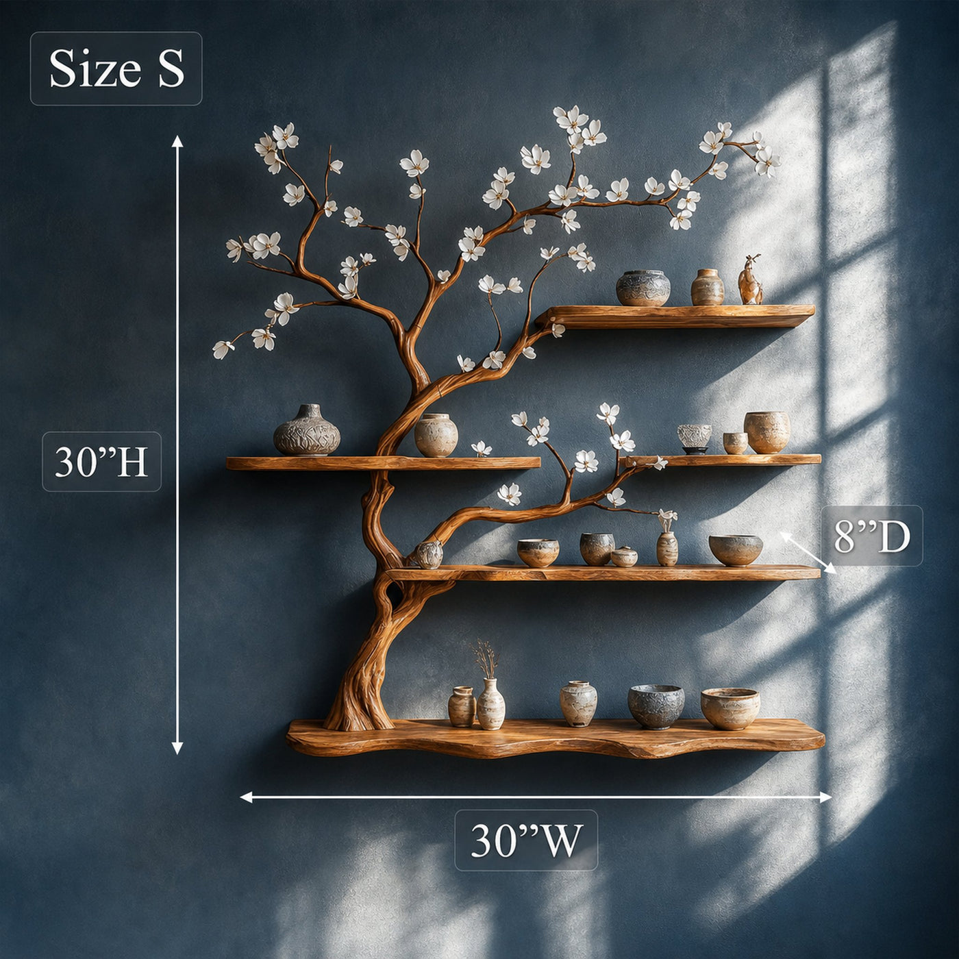 Rustic Tree Branch Wall Shelf Bedroom And Entryway - product view 4