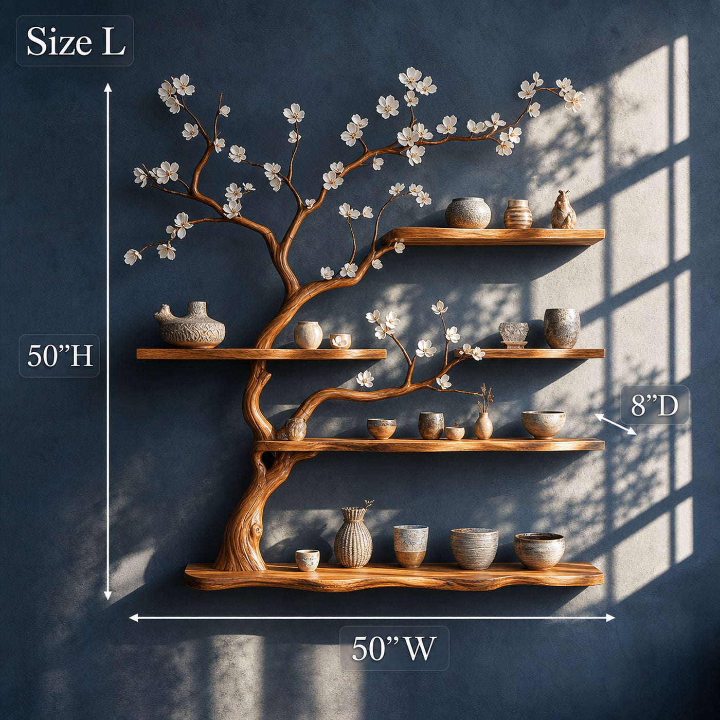 Rustic Tree Branch Wall Shelf Bedroom And Entryway - product view 6