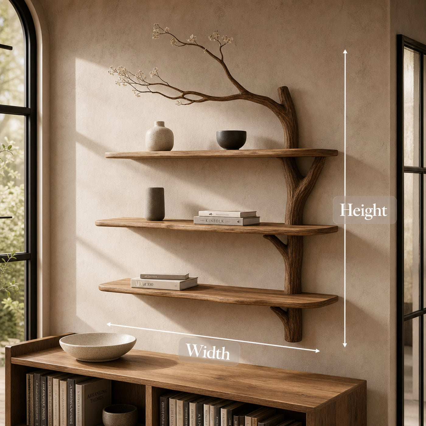 Rustic Tree Branch Wall Shelf Living Room Sculptural Floating Wood Shelves Decor - product view 4