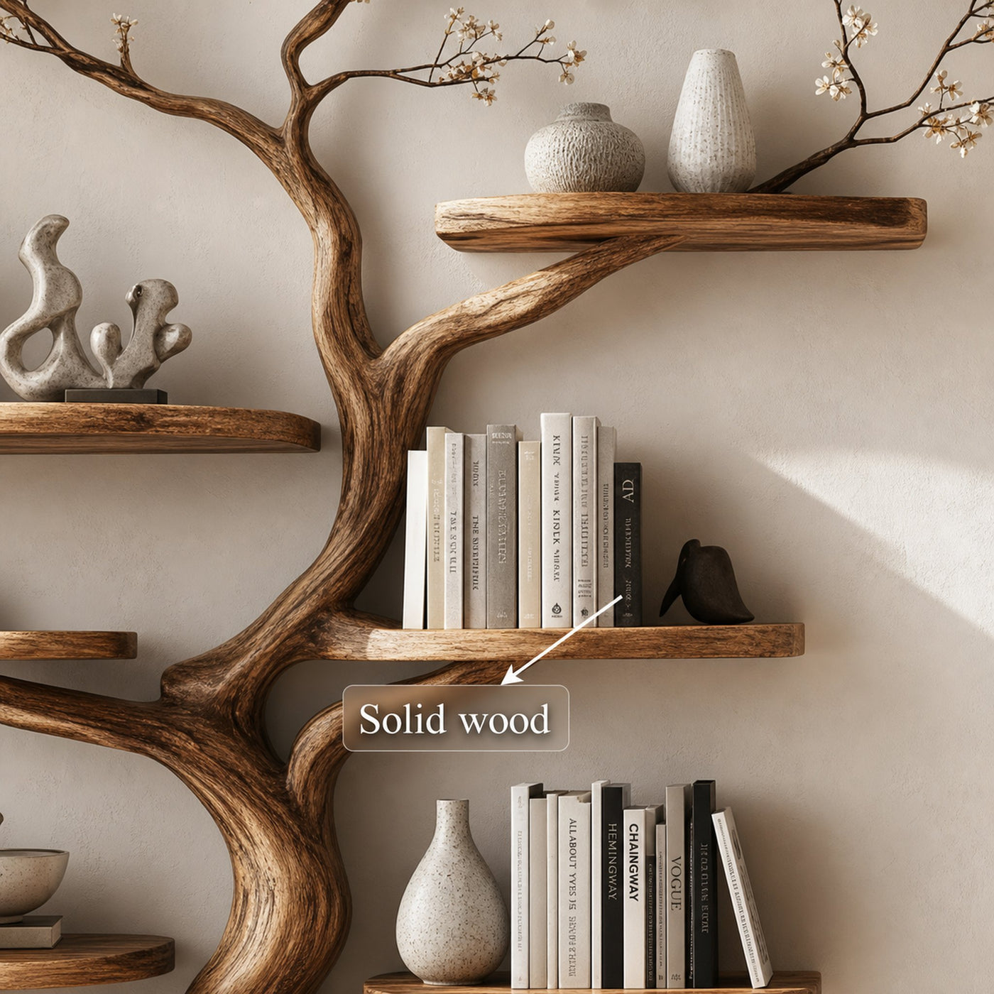 Rustic Tree Display Shelf Living Room Bedroom Artistic Unit - product view 4