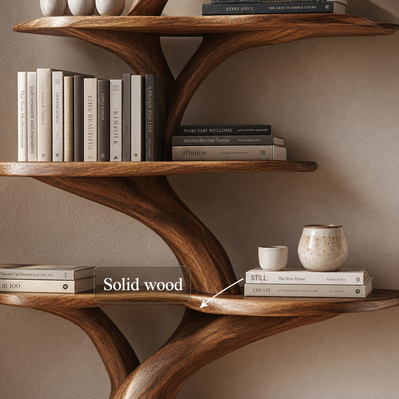 Rustic Tree Display Shelf Living Room Cozy Storage - product view 4