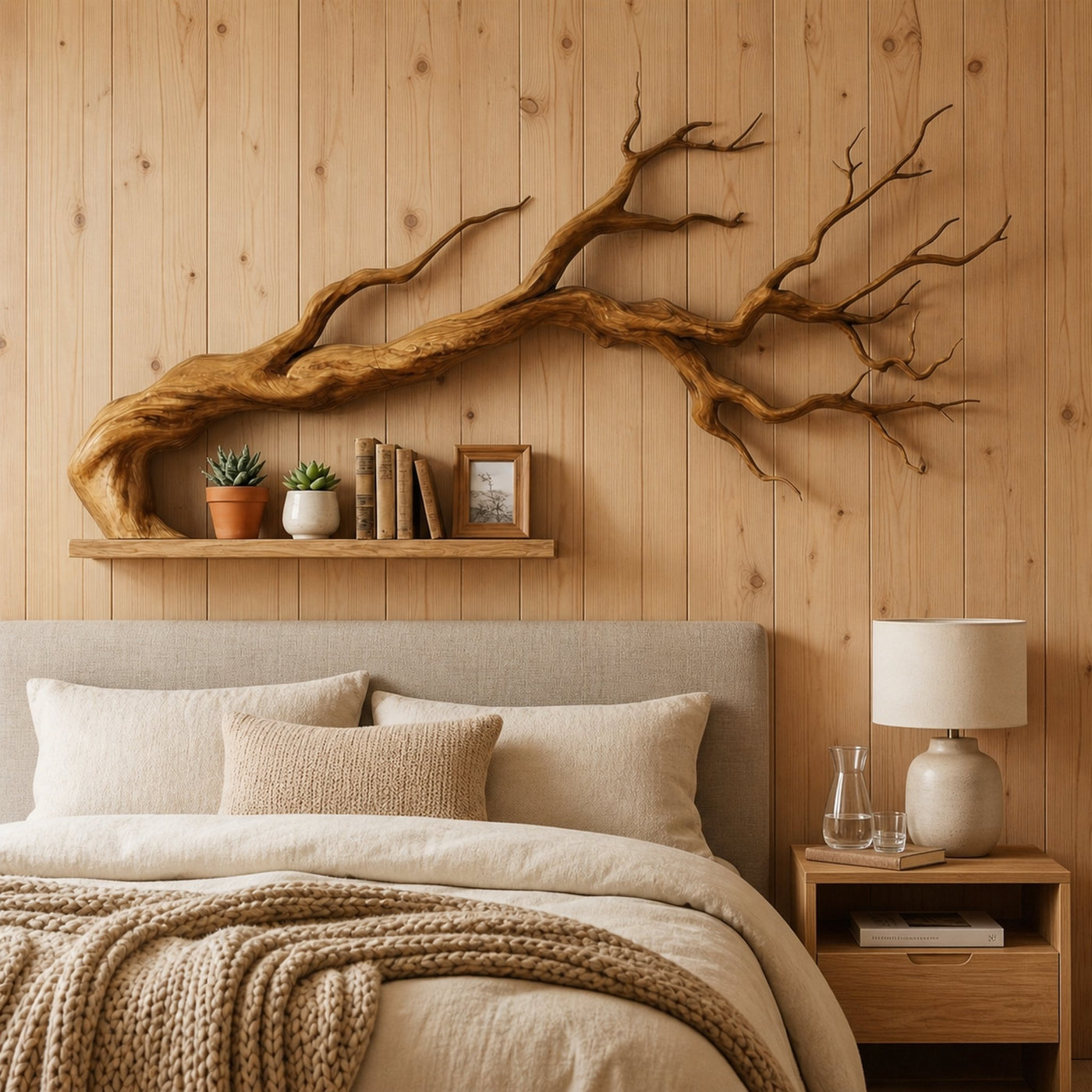 Rustic Tree Inspired Floating Shelf For Bedroom And Lounge Space - product view 6