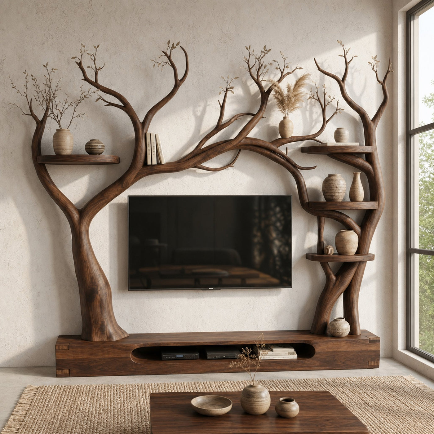 Rustic Tree Inspired TV Stand For Living Room And Interior Decor - product view 7