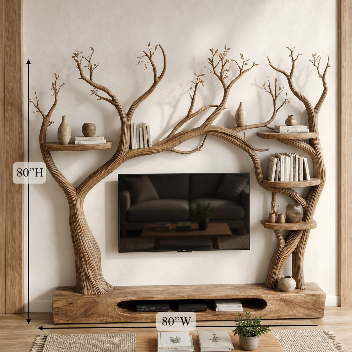 Rustic Tree Inspired TV Stand For Living Room And Interior Decor - product view 8